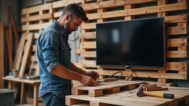 Fabriquer une paroi TV avec palette : guide étape par étape pour un meuble unique