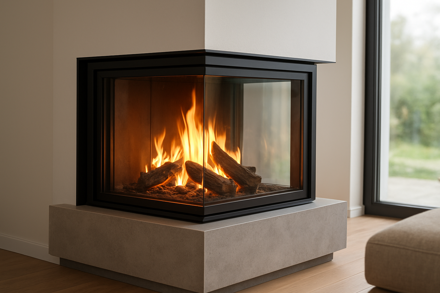 Les foyers vitrés 3 côtés : une vision panoramique du feu, la nouvelle tendance dans le salon