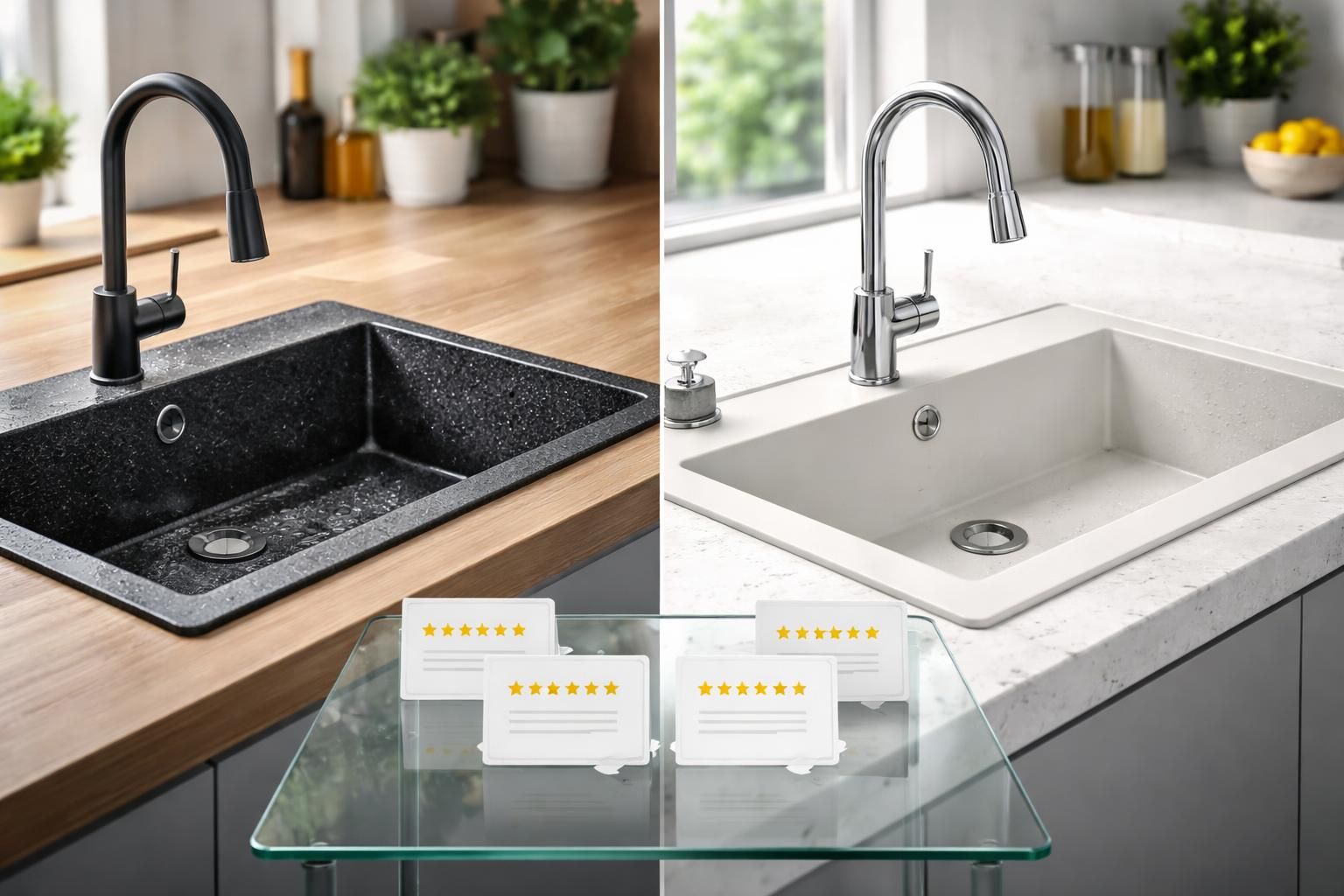Comparatif des avis d&rsquo;un évier en granit ou en résine : que disent les utilisateurs ?