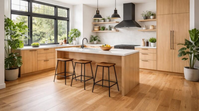 Déco cuisine : oser le sol en parquet pour une ambiance chaude et moderne