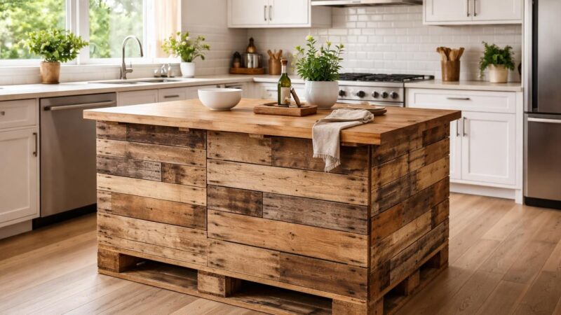 Îlot central en palette : fabriquez votre comptoir de cuisine en bois récup
