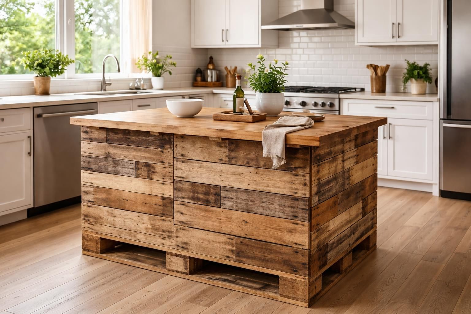 Îlot central en palette : fabriquez votre comptoir de cuisine en bois récup