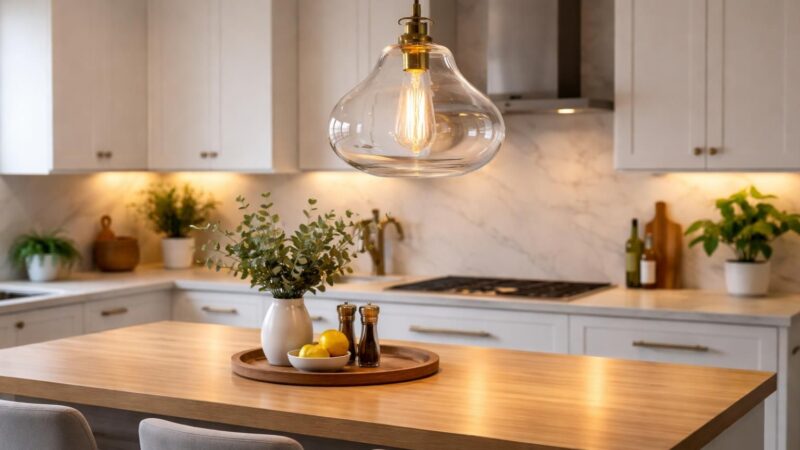 Installer une lampe suspendue au-dessus d&rsquo;un bar de cuisine avec succès
