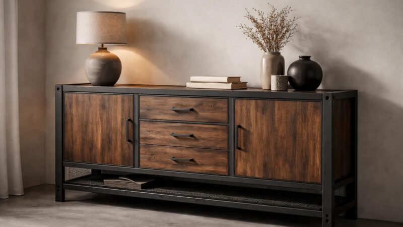Meuble de style industriel Alinéa : notre sélection brute et bois foncé