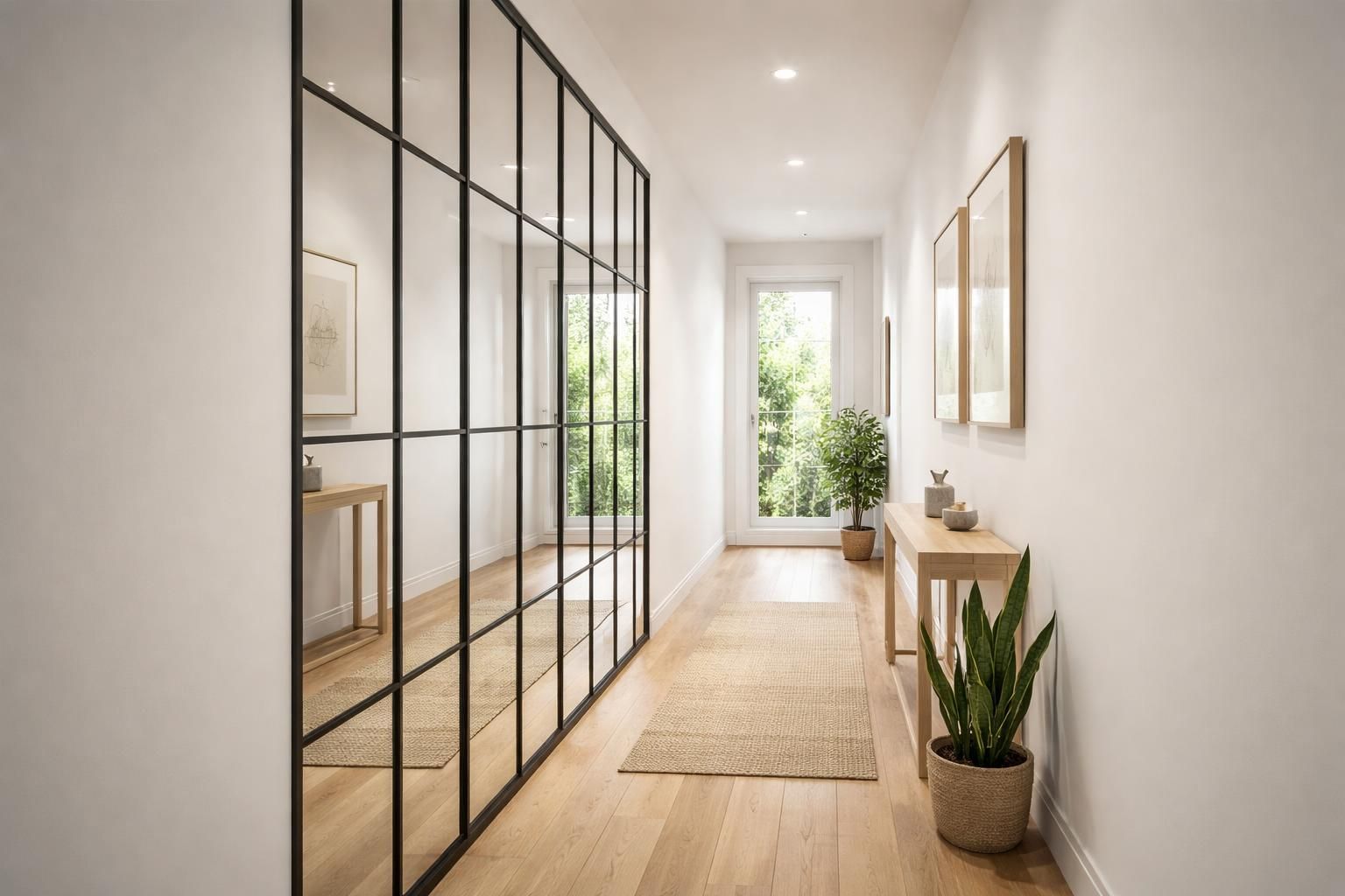 Miroir verrière dans un couloir : l&rsquo;astuce pour gagner en lumière et style