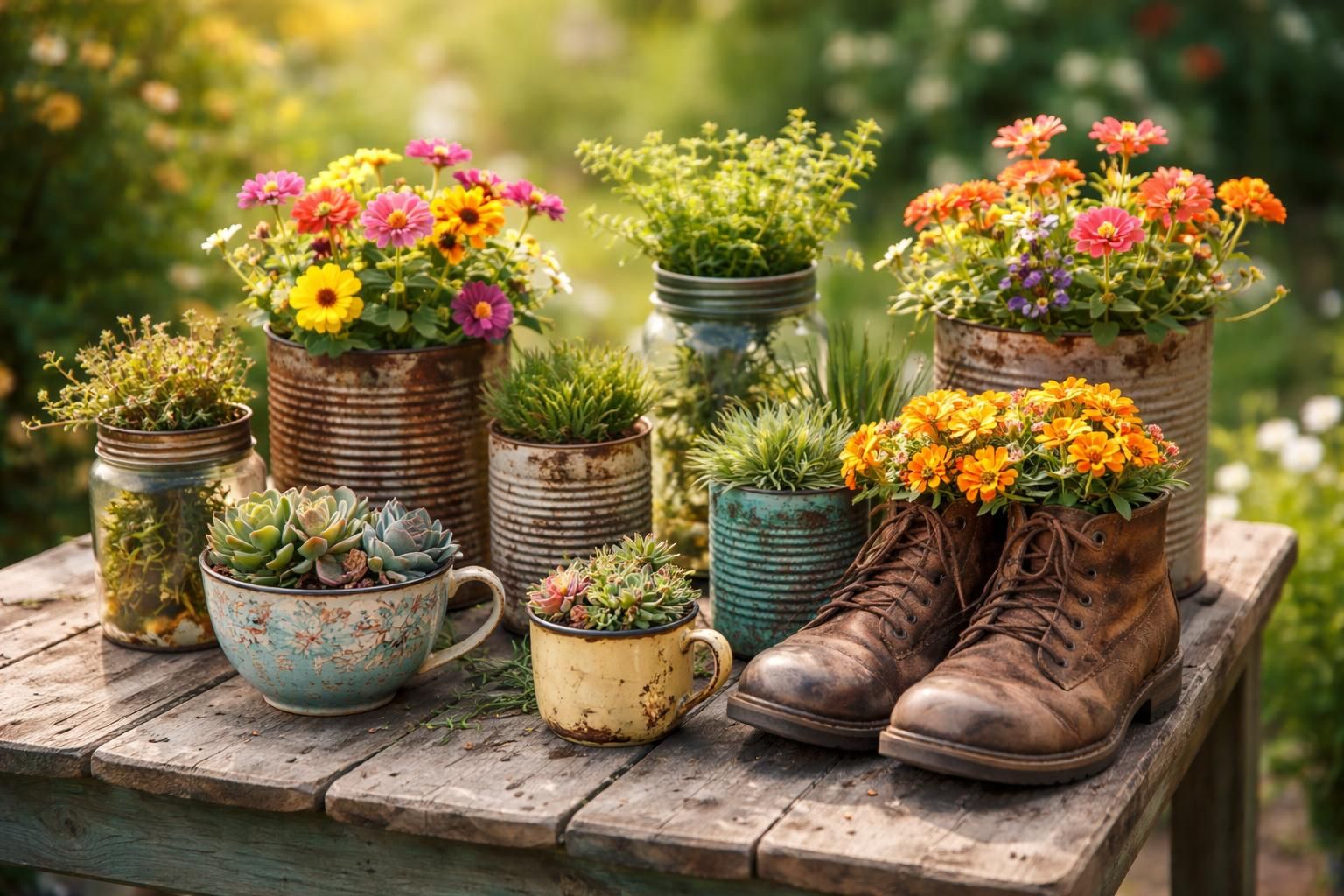 Objet détourné : transformez vos vieux contenants en pots de fleurs originaux