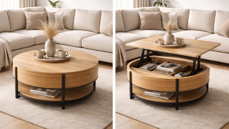 Table ronde basse et relevable : le meuble gain de place multifonction