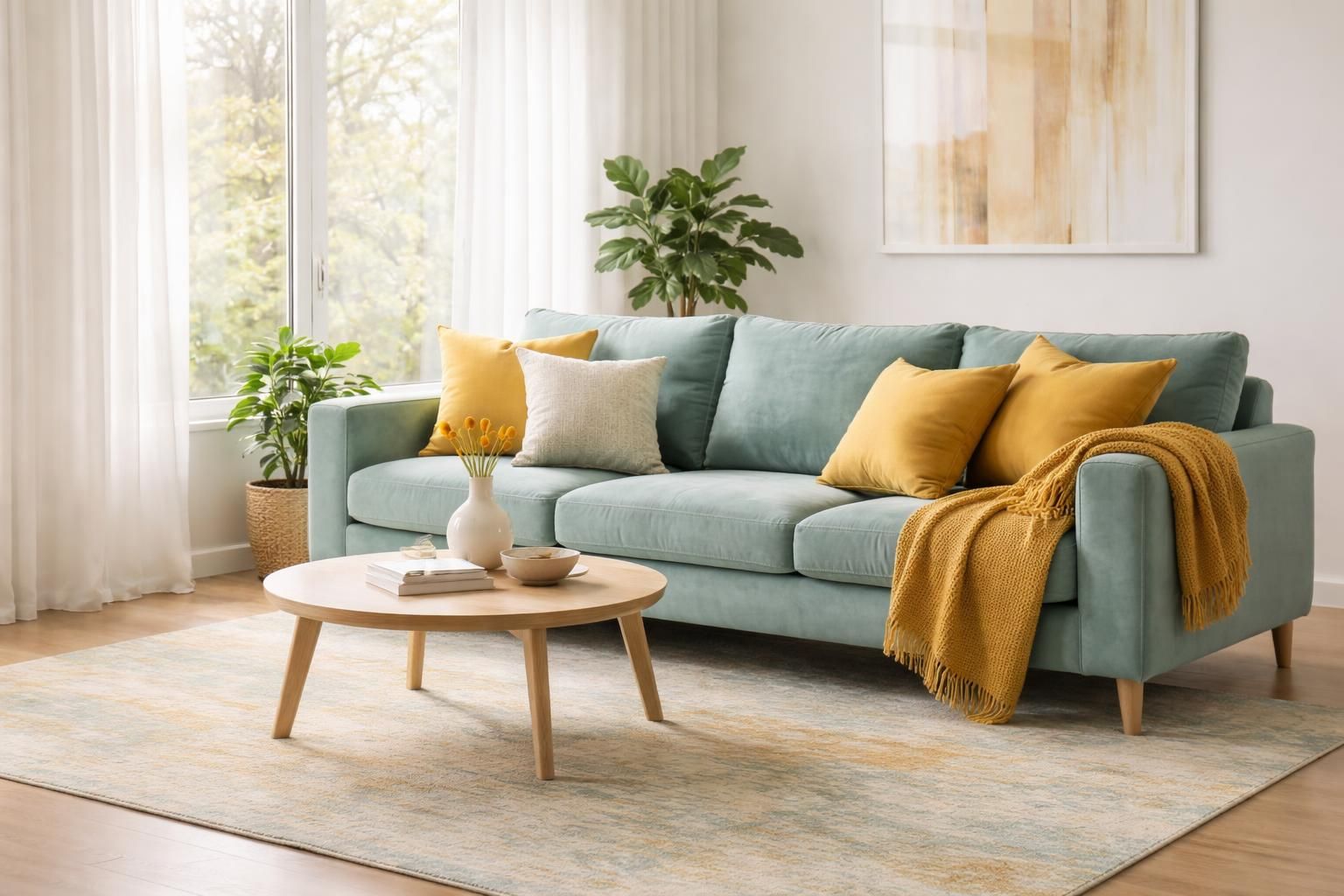 Harmonie : comment marier le vert d&rsquo;eau et le jaune moutarde avec style