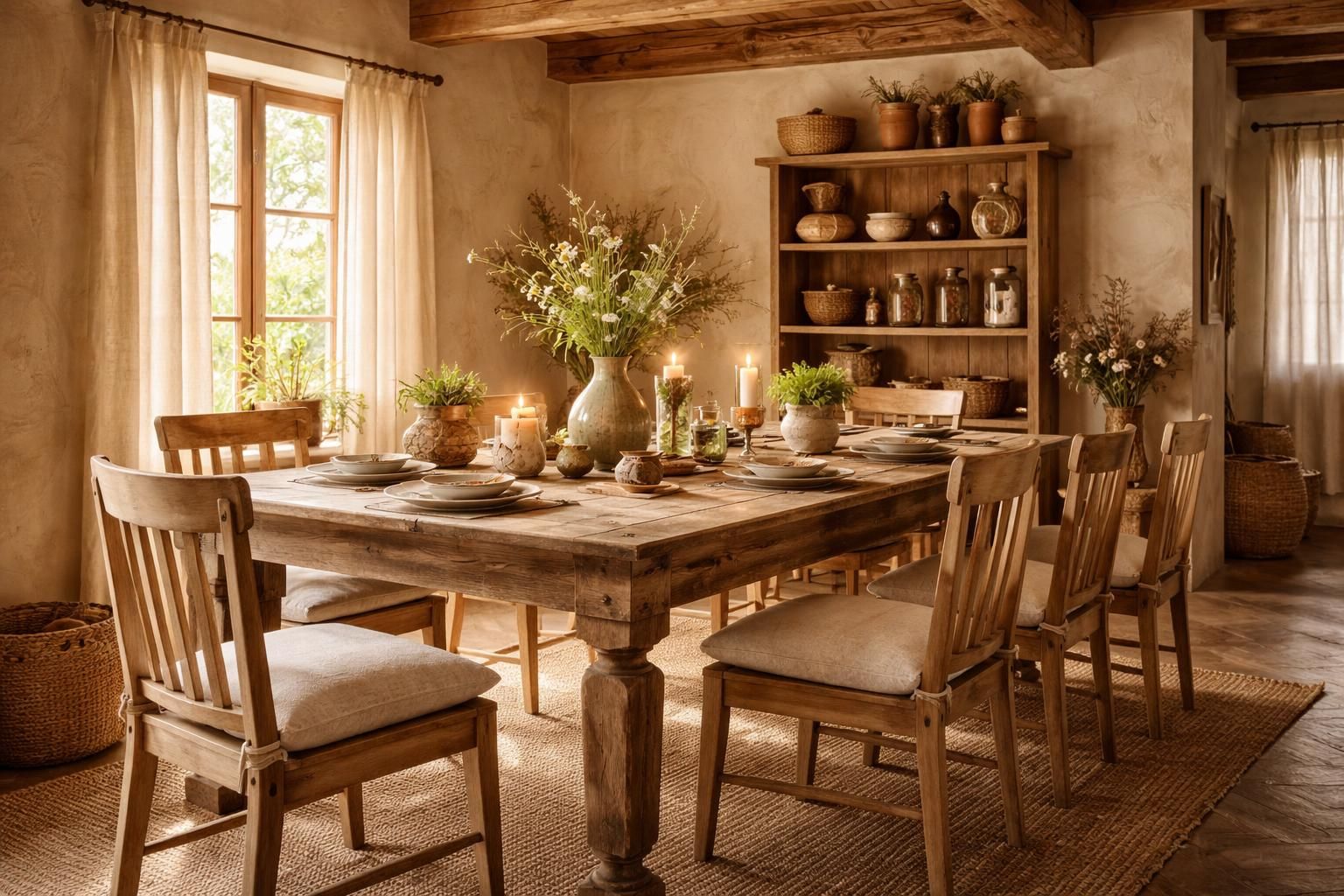Salle à manger campagnarde : les secrets pour une ambiance chaleureuse et brute