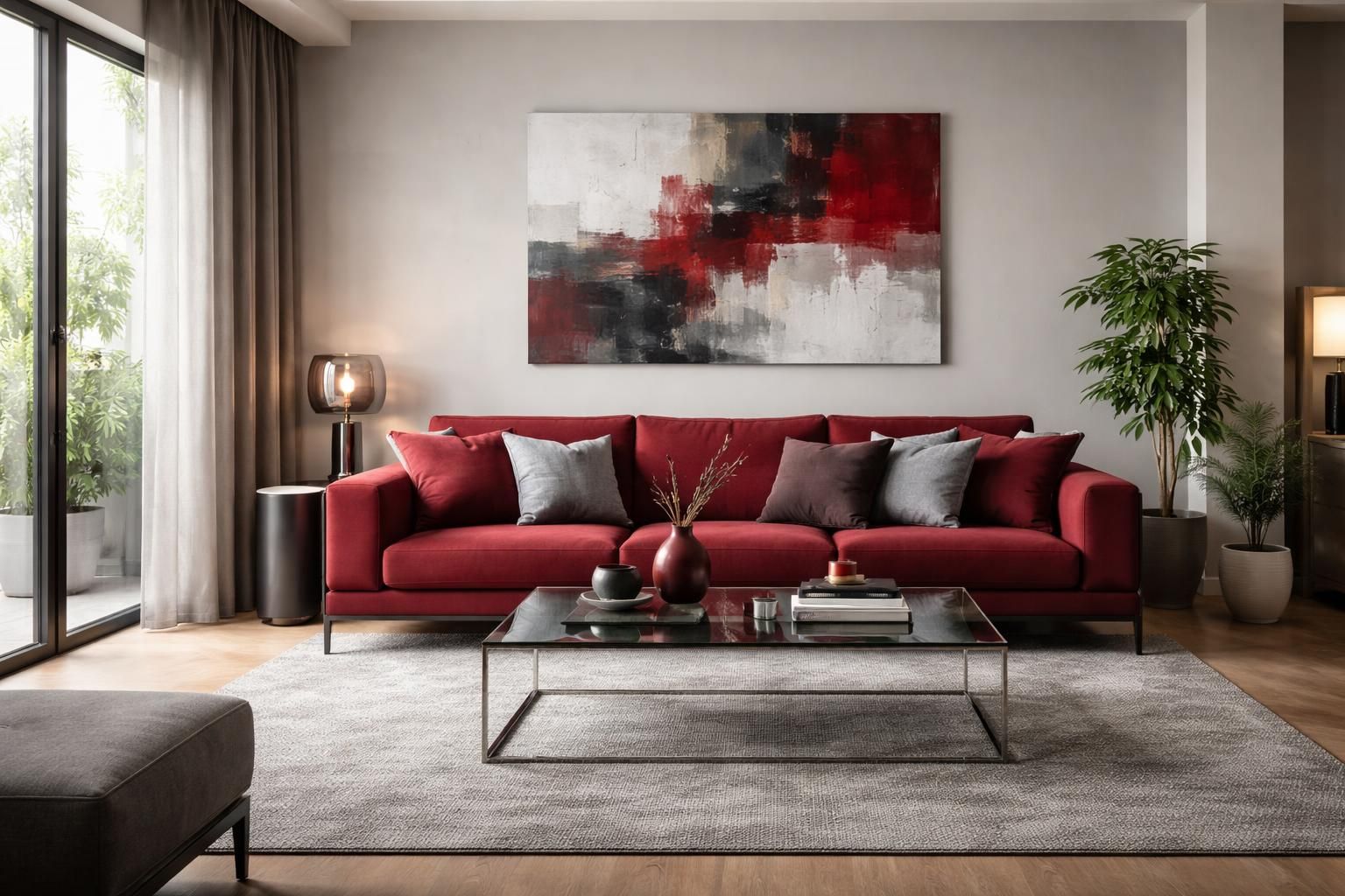 Salon rouge et gris : comment équilibrer ces couleurs pour une déco moderne