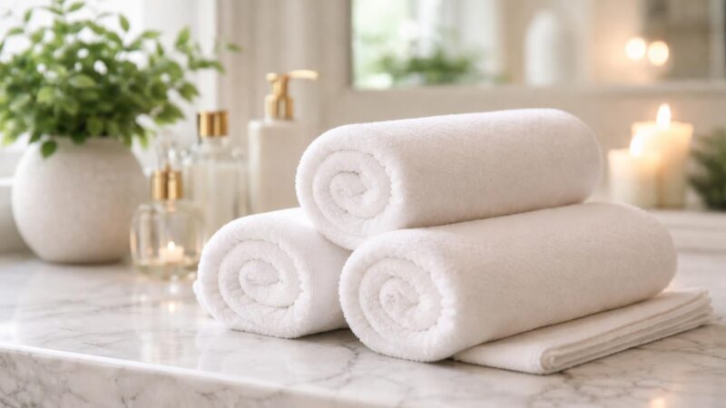 Serviettes roulées : l&rsquo;astuce de pliage pour une salle de bain façon hôtel