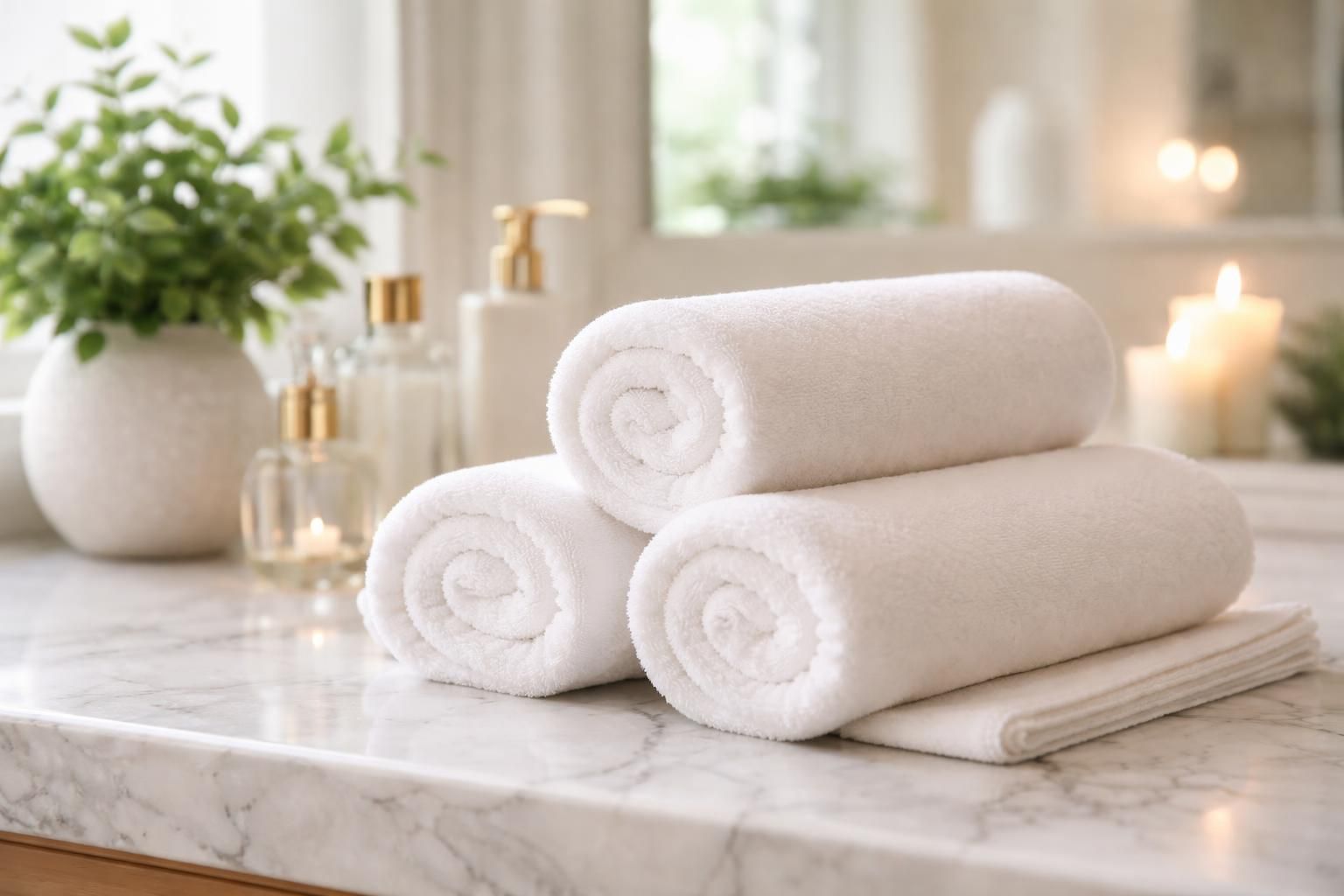 Serviettes roulées : l&rsquo;astuce de pliage pour une salle de bain façon hôtel