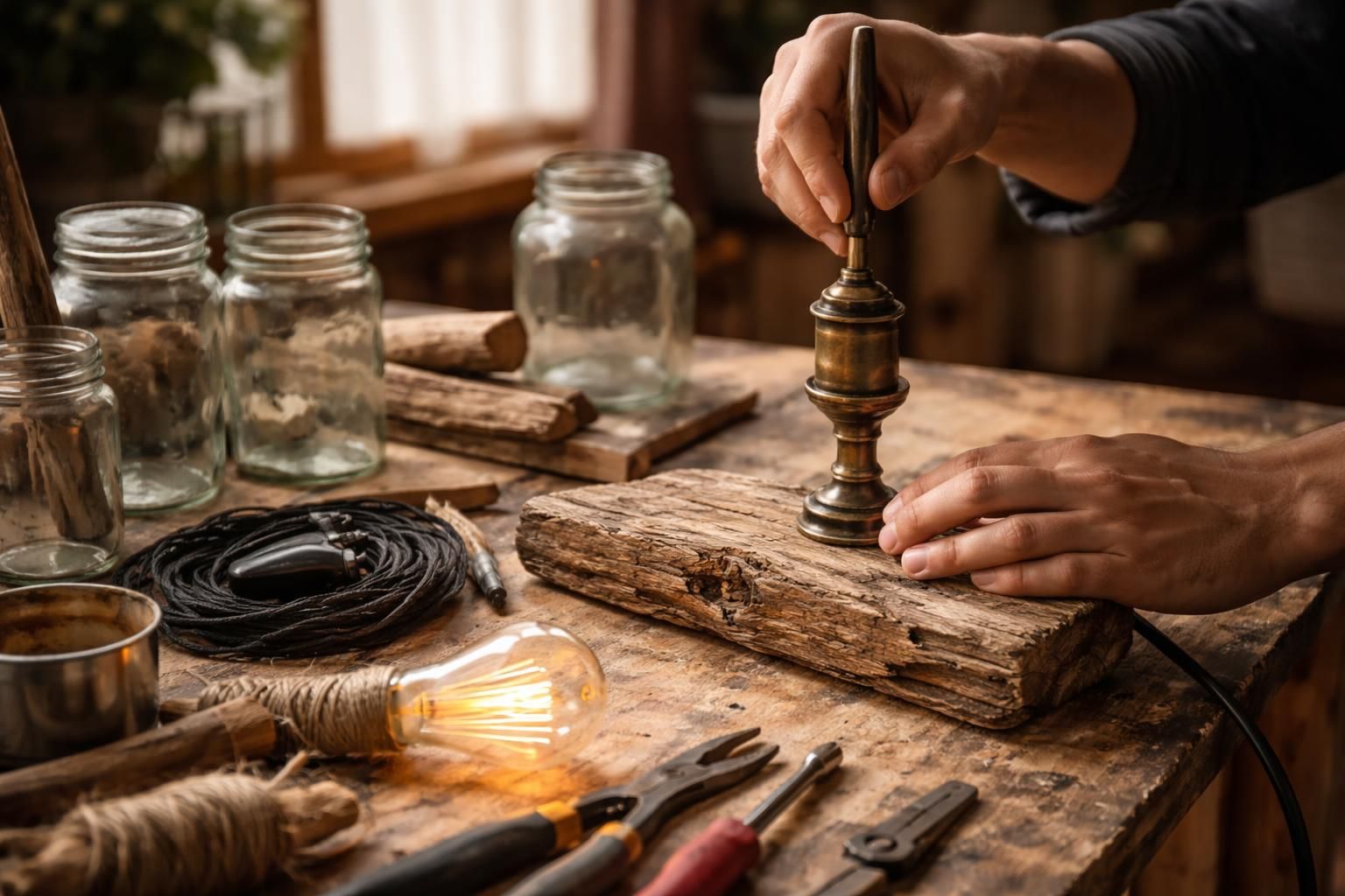 Tuto lampe de chevet : fabriquez un luminaire unique avec de la récup