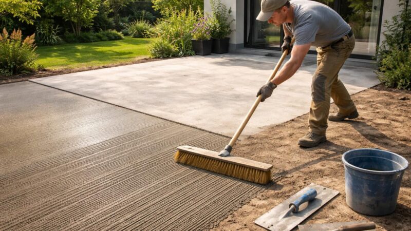 Comment réaliser un béton balayé pour sa terrasse extérieure ?
