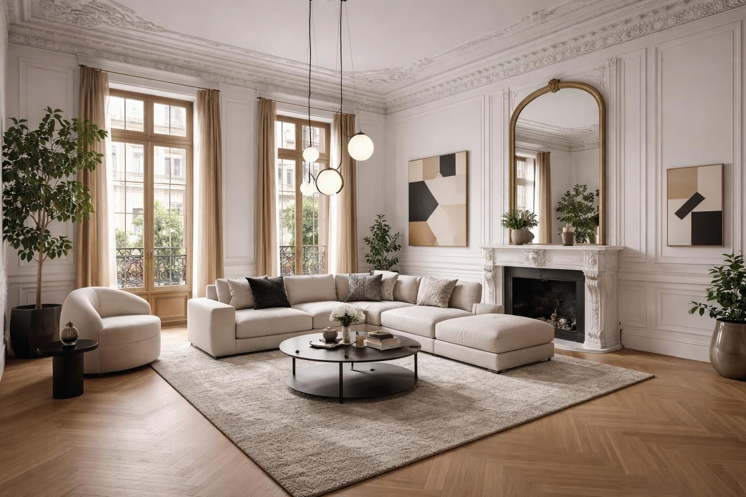 Aménager un salon haussmannien au design moderne : le mariage des styles
