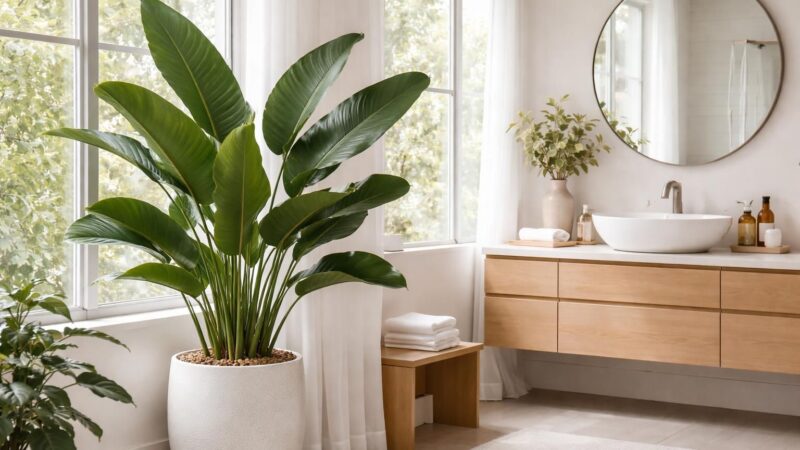 Strelitzia dans la salle de bain : nos conseils pour l&rsquo;entretien de cette plante