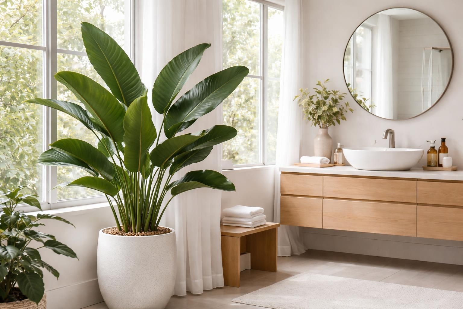 Strelitzia dans la salle de bain : nos conseils pour l&rsquo;entretien de cette plante