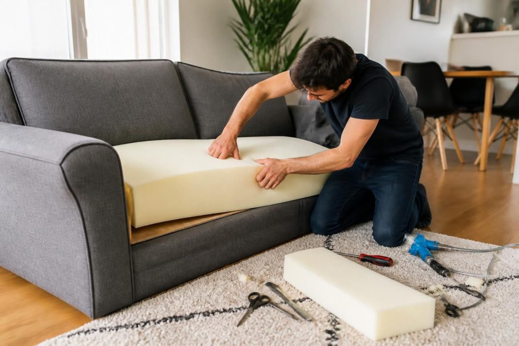 Changer la mousse d&rsquo;une assise d&rsquo;un canapé : erreurs à éviter