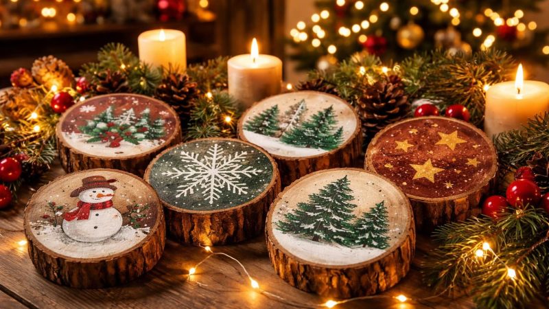 Découvrez comment la peinture sur rondin de bois pour Noël peut embellir votre décoration