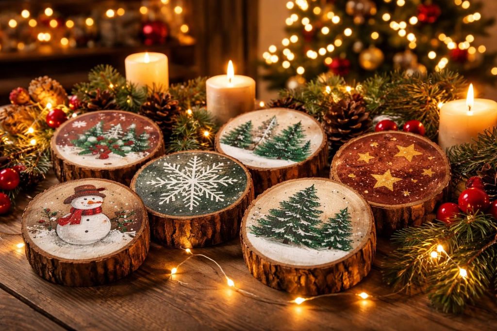 Découvrez comment la peinture sur rondin de bois pour Noël peut embellir votre décoration