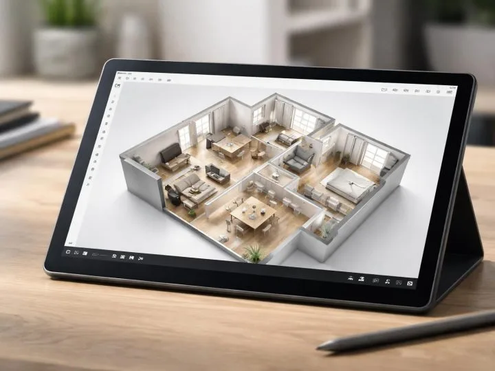 Un plan d’aménagement intérieur propre sur tablette Windows 10, sans effort