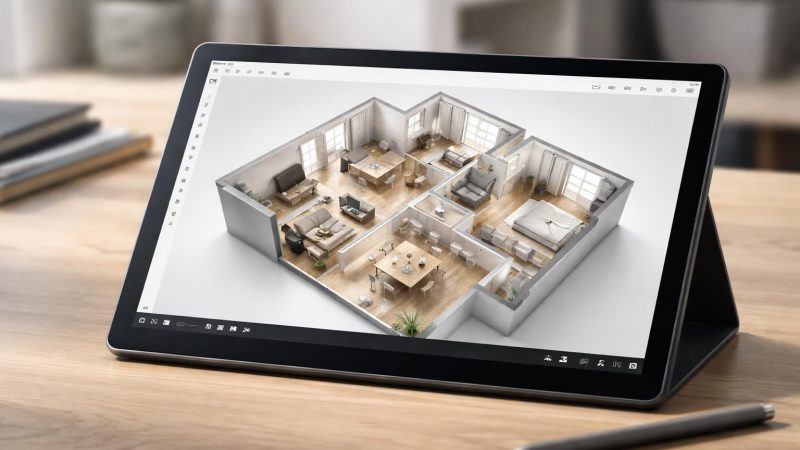 Un plan d’aménagement intérieur propre sur tablette Windows 10, sans effort