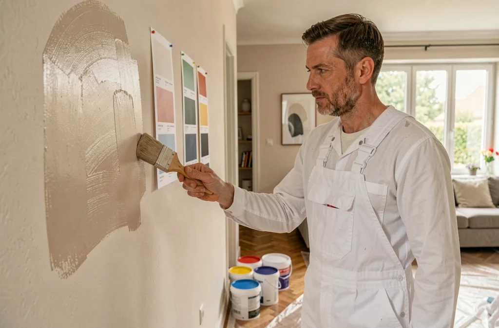 Watremez Franck, spécialiste en peinture et décoration, appliquant une finition décorative dans un appartement rénové