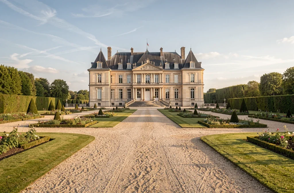 Château de style classique français entouré de jardins à la française